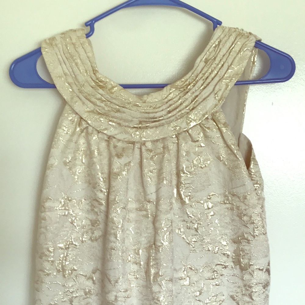 Vera Wang white golden jacquard cocktail dress